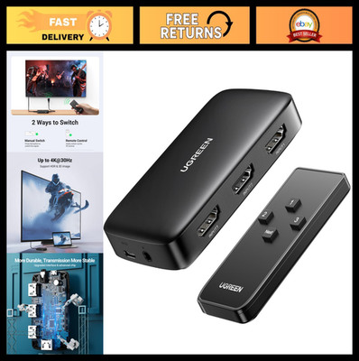 4K HDMI Switch 3 Port Splitter with Remote, Supports HDR 30Hz, CEC, 3D, HDCP1.4,