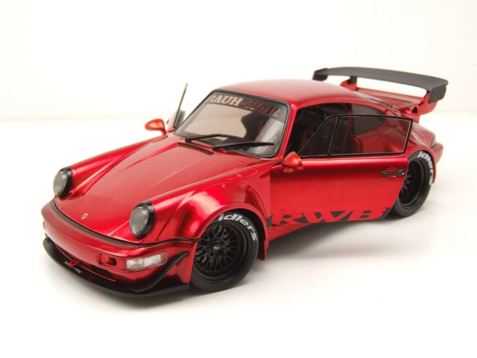 Porsche 911 (964) RWB Rauh-Welt rot Modellauto 1:18 Solido - Bild 4 von 4