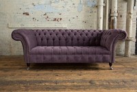 Chesterfield 3 Sitzer Couch Polster Sitz Textil Stoff Leder Couchen Sofas Sofa