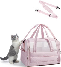 Cat Carrier: Soft-Sided Pet Carrier for Small Medium Cats Dogs Puppy Quilted Col
