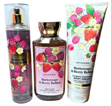 Bath and Body Works 3 Pc BUTTERCUPS  BERRY BELLINI Mist Wash Cream FREE SHIP