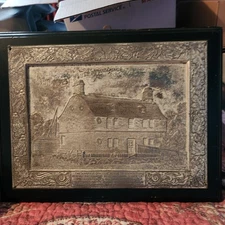 Targa placca argento vittoriana incisa della casa più antica costruita 1634