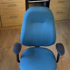 Blue Fabric Swivel Office Task Chair with Armrests, Height Adjust, Castors
