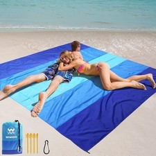 Beach Blanket Waterproof Sandproof Beach Mat 79" X 83"/10'x9'for 2-8 Adults