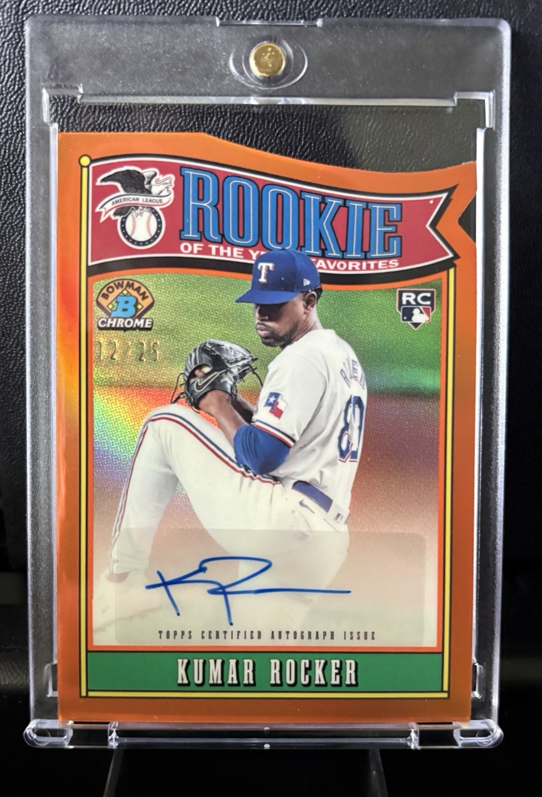 Kumar Rocker 2025 Bowman Rookie of the Year Favorites Die Cut Orange Auto /25 🔥