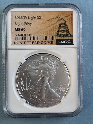 2025 U.S. Mint American Silver Eagle NGC MS69 Eagle Privy 1 OZ