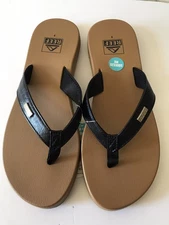 WOMEN'S REEF TAN/BLACK METALLIC MIA SASSY FLIP FLOP BEACH/POOL SANDALS SIZ 9 NWT