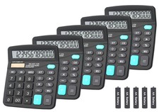 BESTWYA Calculators, Large Button Calculator with Angled LCD Black, Pack of 5 