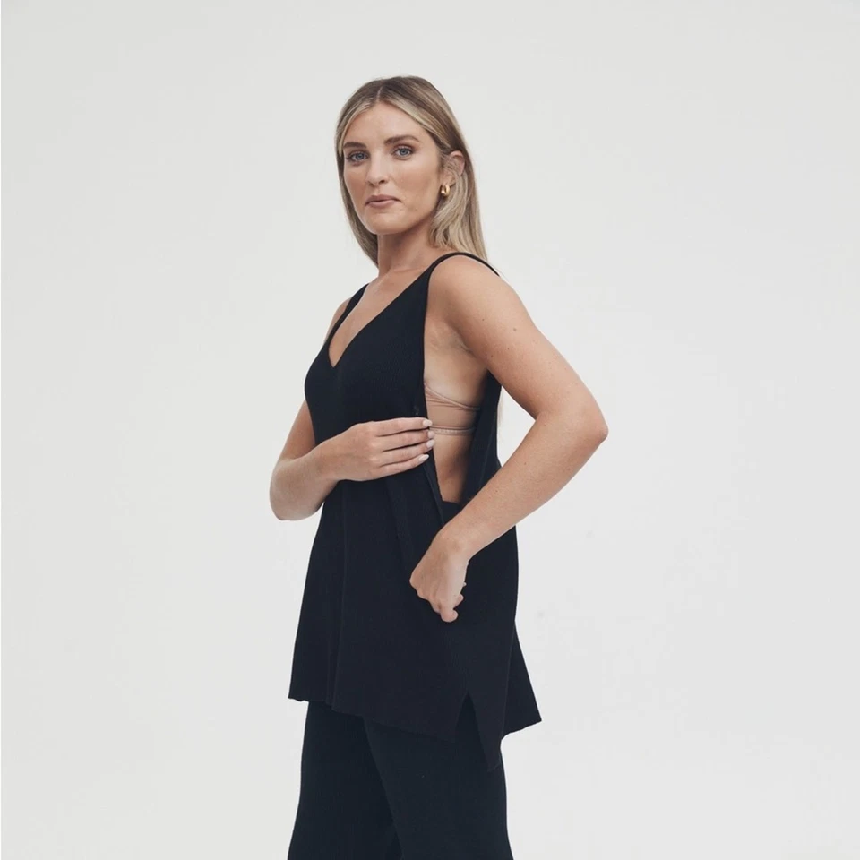 Legoe Heritage | Tanque tejido de maternidad y alimentación de pan de lujo | Talla 4 (XXL) | Negro Foto 2 de 4