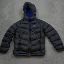LL Bean Jacket Boys 6 Black Puffer Down Outdoor Full Zip Hooded