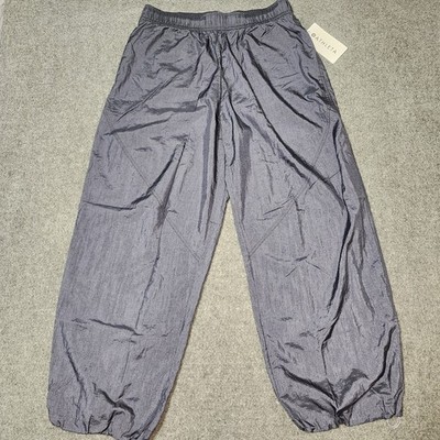 Athleta Lunar Sheen Utility Pant Womens Large Slate Blue Crinkle Nylon Jogger
