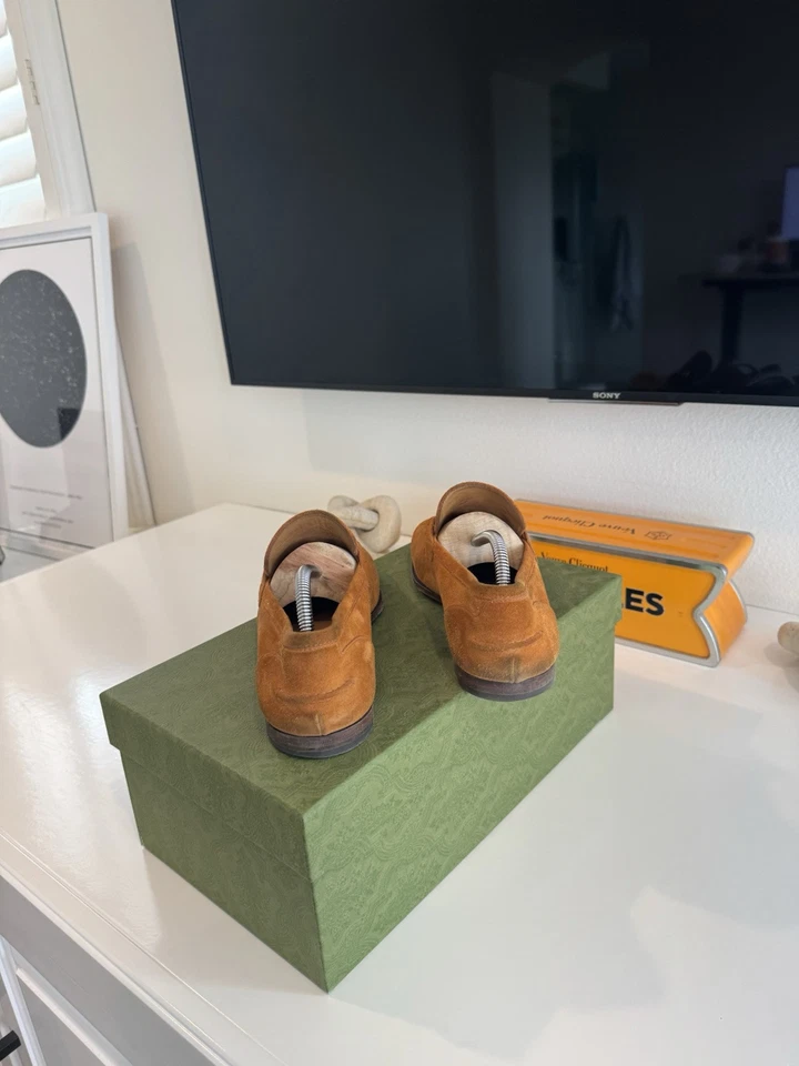 Gucci Jordaan Mocasín Arnés Gamuza Marrón - 7.5 - 41.5 - $950 Nuevo Foto 3 de 4