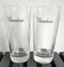 Gordon's Gin Highball Tumbler Tall Glasses PAIR Brand Advertising Home Bar