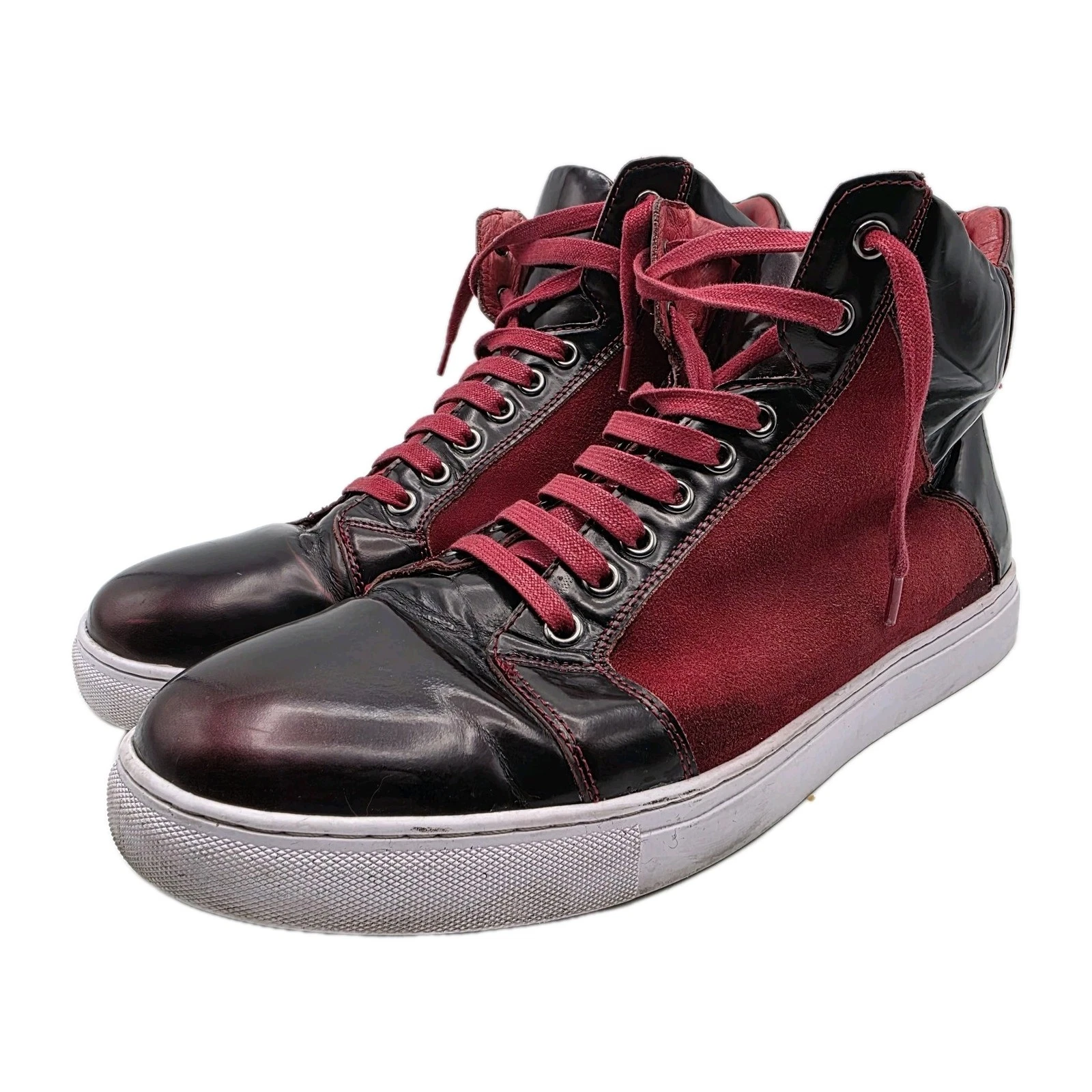 Badgley Mischka DOUGLAS Sneakers 11 Red PATENT HIGH TOP Shoes Suede BJ802C12