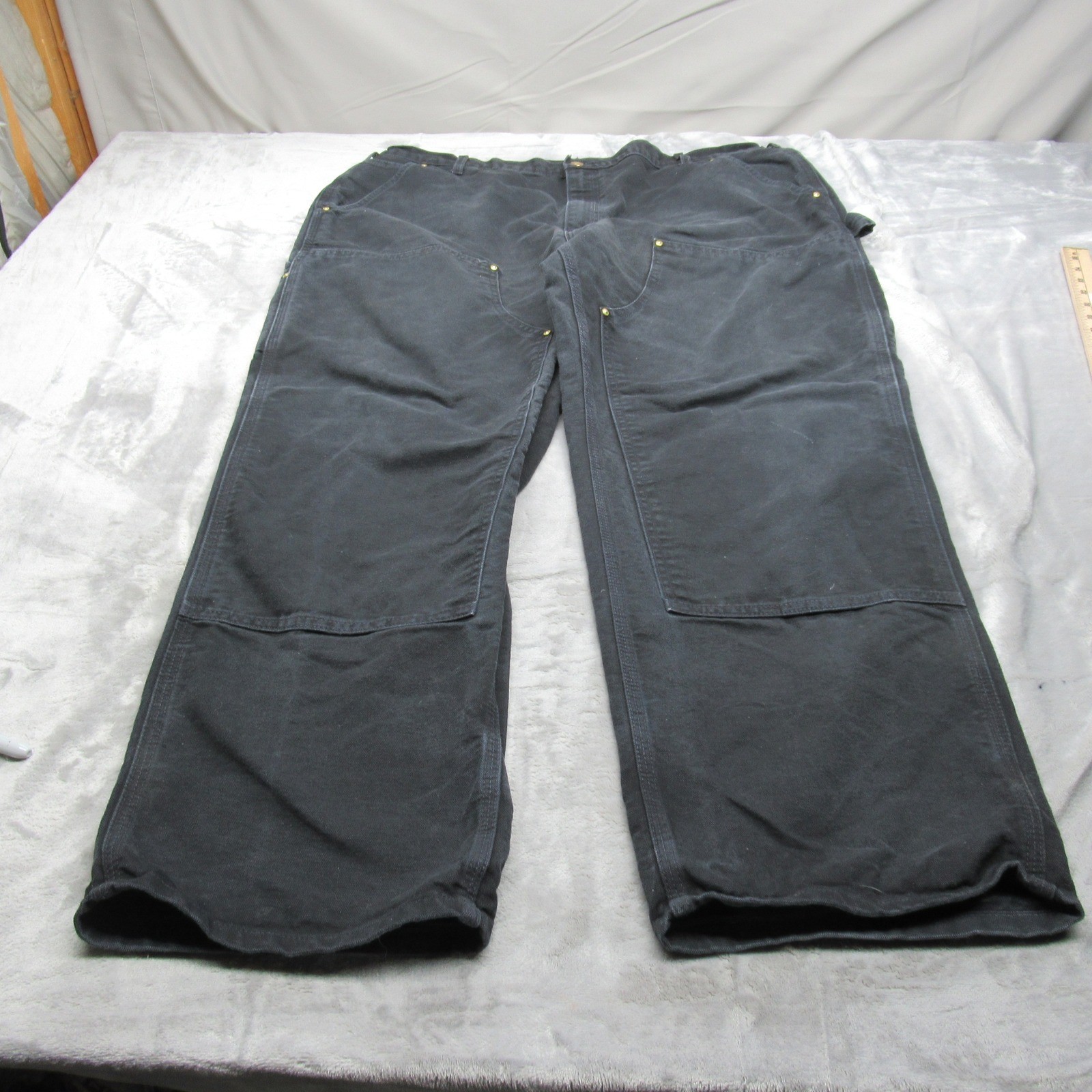 Carhartt Work Pants Mens 40x30 Black Firm Duck Double Knee Dungaree VTG USA