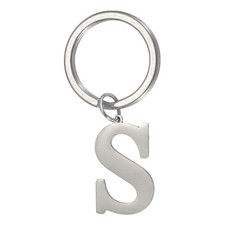 Initial Letter Keychain, Men Women A-Z Key Ring, Silver Letter S 