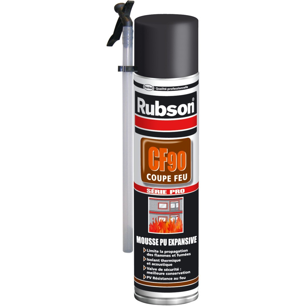 Mousse expansive coupe-feu haute densité Rubson CF 90 aérosol isolant thermique ignifuge