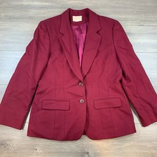 Vtg Pendleton Virgin Wool Blazer Suit Coat Jacket Women s 10 Red Two- Button