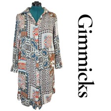 Gimmicks by BKE Patchwork Floral Geometric Rayon Shirt Dress XS MBG22069
