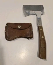 Vtg Case's Tested XX Tiny Hatchet w Original Sheath 10" Wood Chipped Handle 