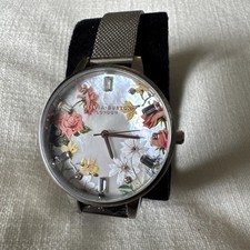 Olivia Burton Watch Sparkle Floral Silver Mesh OB16BF32 Genuine Unworn New