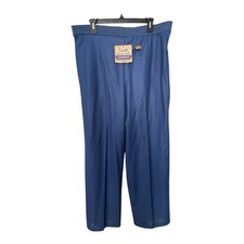 K-10 20 Blue Straight Leg Pants Elastic Waist High Rise Vintage Deadstock Retro