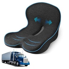 Truck Driver Seat Cushion, Memory Foam L-Shaped Average Size Dark Grey