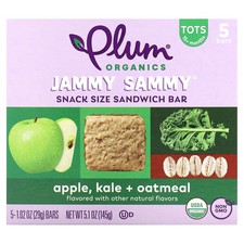 Jammy Sammy, Snack Size Sandwich Bar, 15 Months and Up, Apple, Kale  Oatmeal, 5