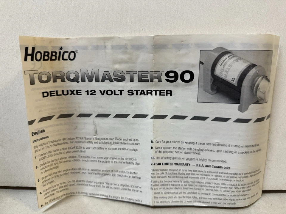 Hobbico Torq Master 90 Deluxe 12V Starter HCAP3200 *Works* - Image 3 of 4