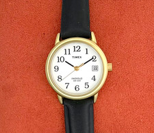 Timex T2H341 Easy Reader Indiglo Analog/Black Leather Women's Watch 25mm