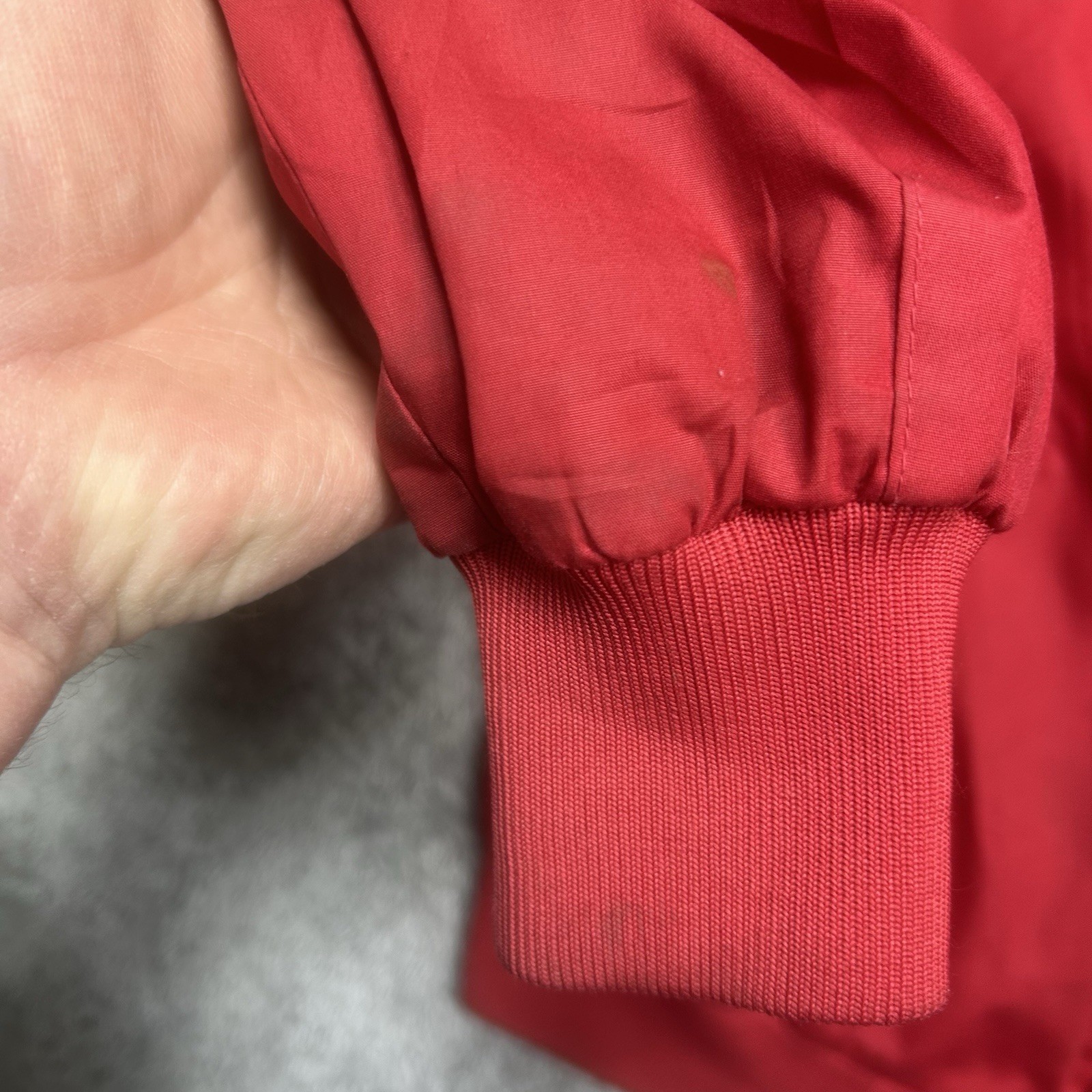 Vintage Members Only Jacket Mens 42 Red Bomber Classic Racer Jacket 80s *SPOTS