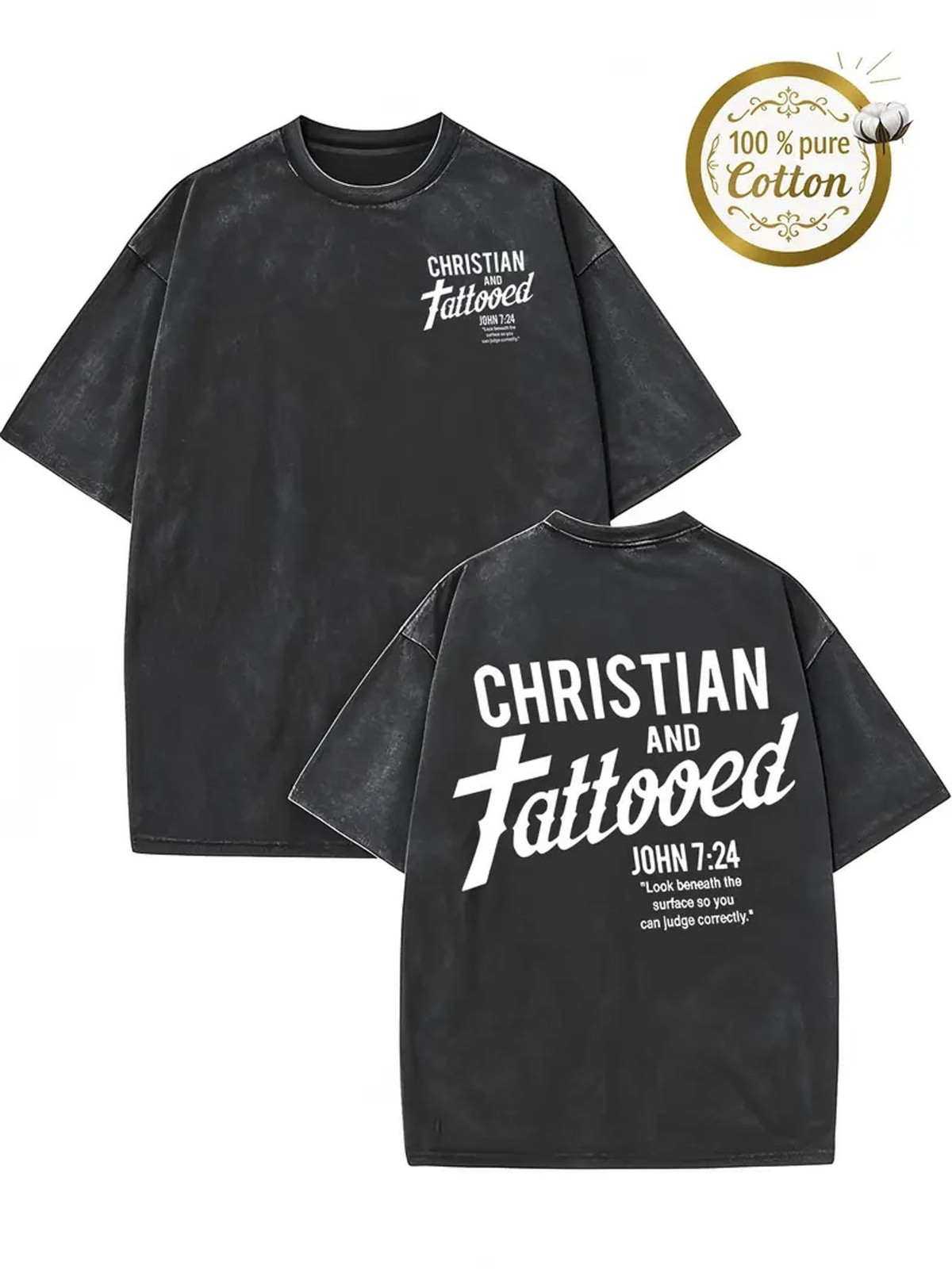 Men's Christian John 3:16 Tattoo T-Shirt - Heavyweight Cotton