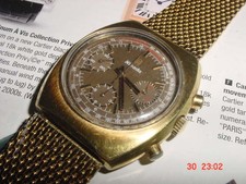 raro CRONOGRAFO NIVADA Tri Compax tono oro 3 registri Valjoux 7736 / c1970