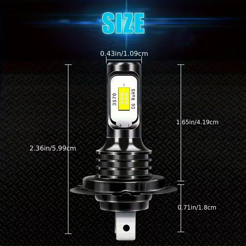 Kit 2 Lampadine LED H7 12V/24V 6000K Bianco – Fari Auto Alta/Bassa e Fendinebbia - Miniatura 2