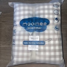 MooMee Striped Sheet Set 100 Washed Cotton Linen Like Textured Breathable