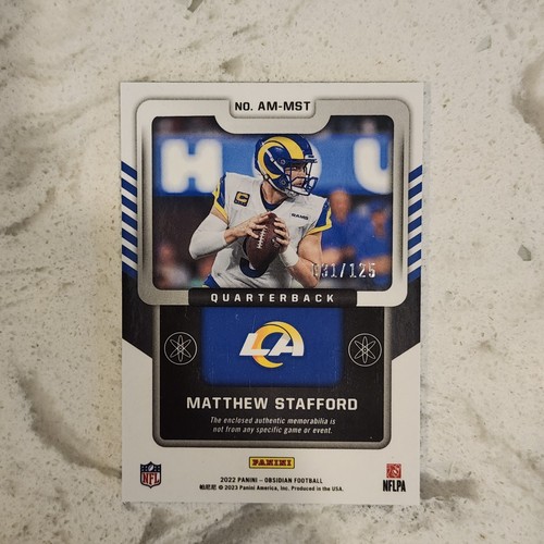2022 Panini Obsidian Matthew Stafford Atomic Material Patch /125 #AM-MST Rams - Picture 3 of 4