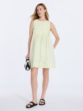 New Free Assembly Women's Yellow Light Sleeveless Pleated Mini Dress Size Medium