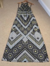 Vintage Wallis Maxi Dress - Geometric Coloured Print - Size 12