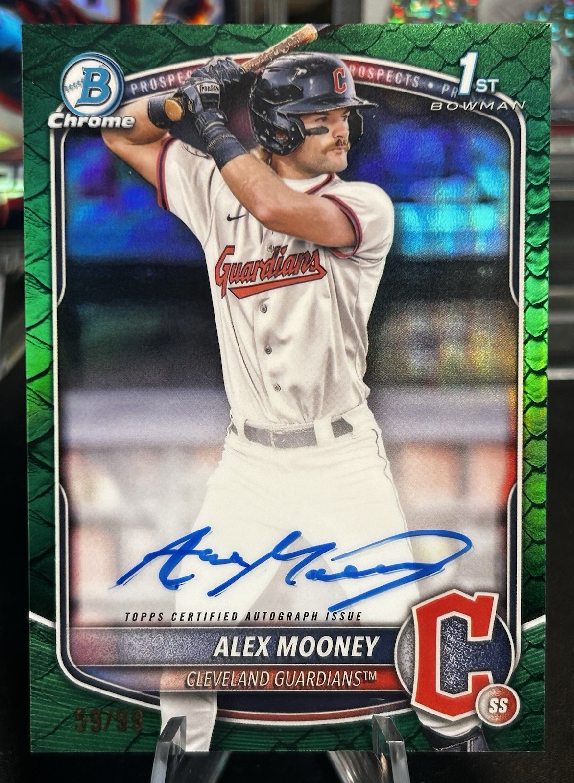 2025 Bowman Chrome Alex Mooney Reptilian Auto Green Refractor 1st /99 Guardians