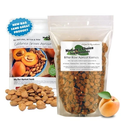NATURE'S CHOICE SUPPLEMENTS USA Grown Bitter Apricot Kernels, 1 lb, All Natural, GMO Free, Organic