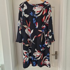 Marks and Spencer Plus Size 18 Dress Black Red Floral Long Sleeve 