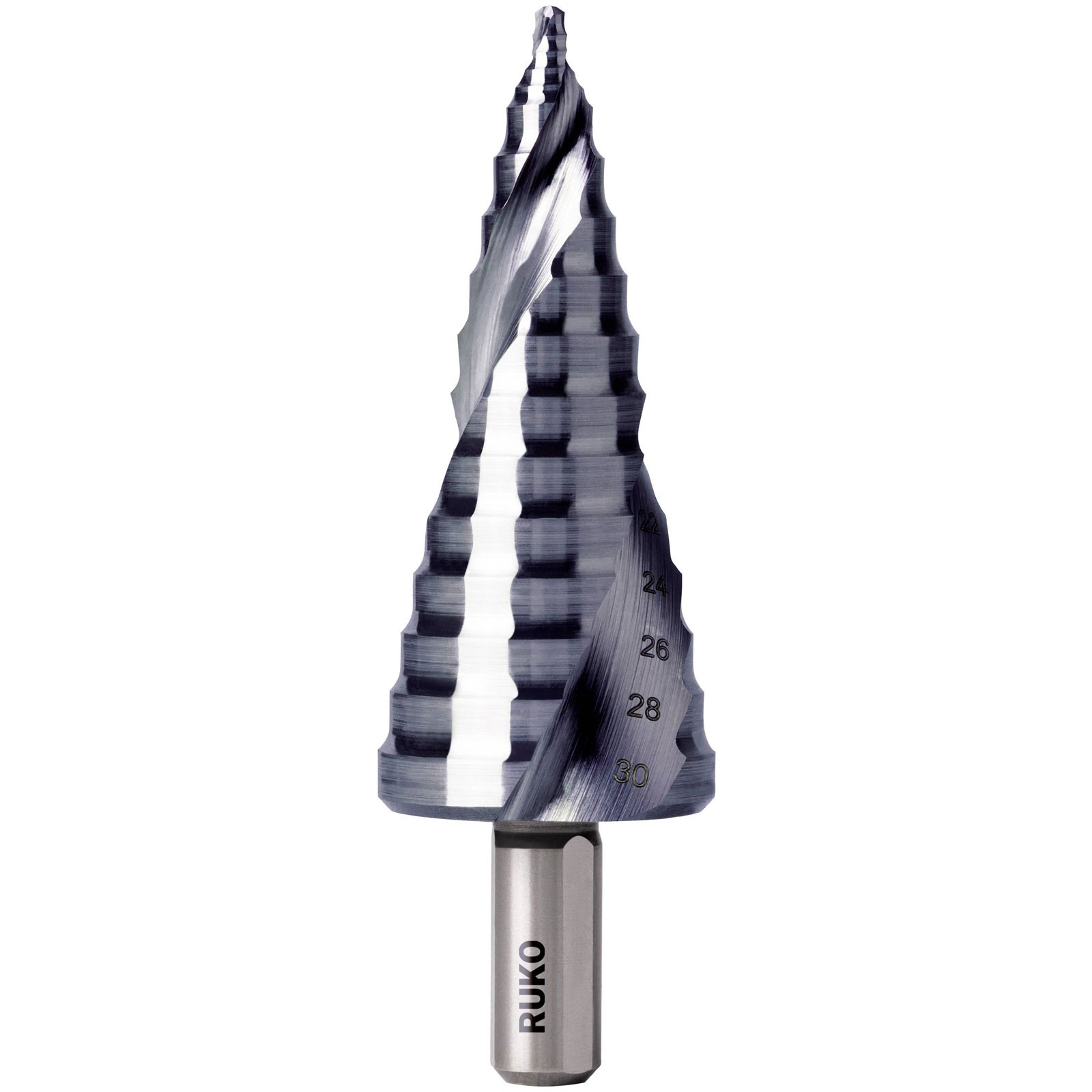 RUKO Step Drill Bit 8-30mm HSS Total Length 94.5mm