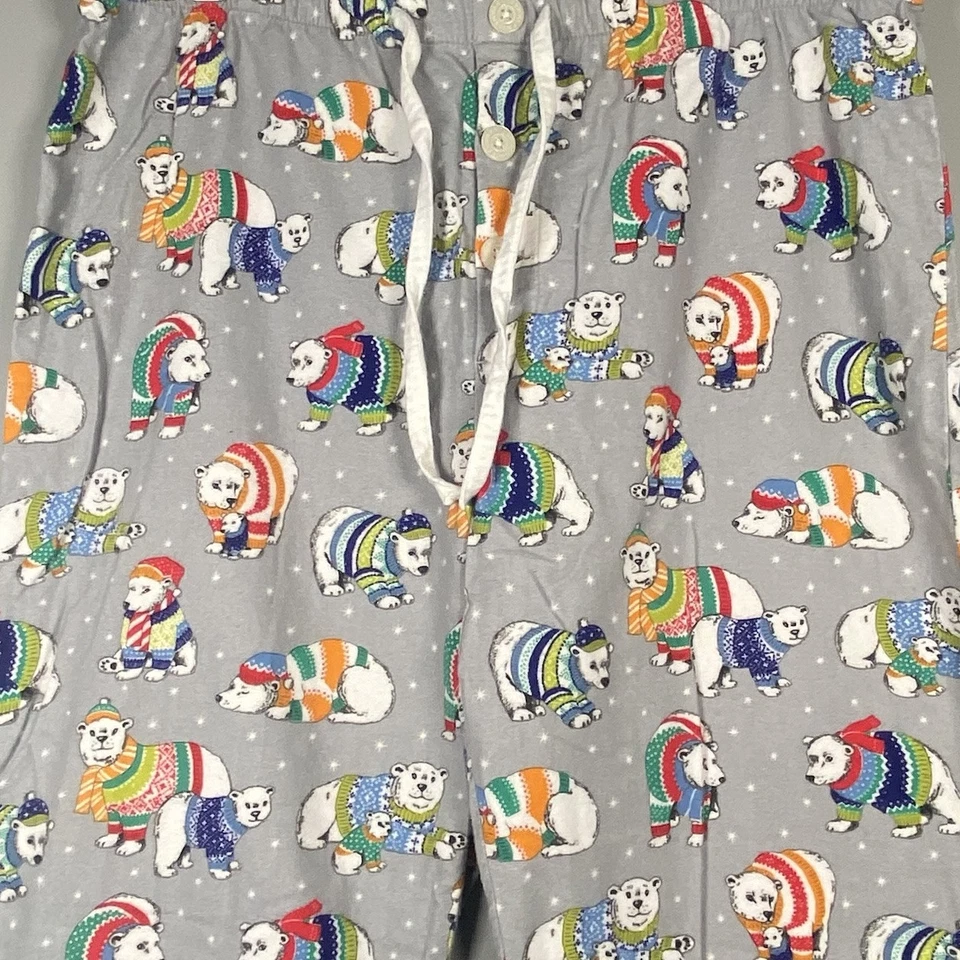 Pantalones de pijama Nick & Nora L osos polares suéteres sombrero gris lazo cintura salón pantalón Foto 3 de 4