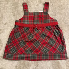 Gymboree Girls Red Green Plaid Holiday Top Bow Empire Waist Size 6