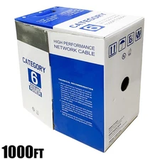 1000FT CAT6 Network LAN Ethernet UTP Bulk Cable Solid Copper Wire 23AWG Black