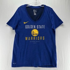 Nike Golden State Warriors NBA T-Shirt Womens L Dri-Fit V-neck Athletic Cut Blue