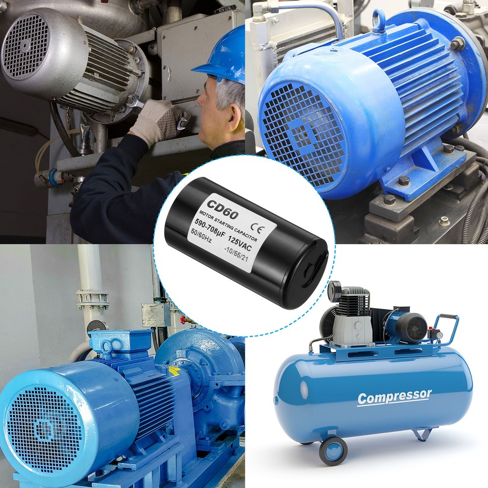 Condensateur Démarrage Moteur 590-708uF 125V CD60 - Pour Compresseurs, Machines Outils