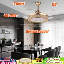 42 Inch Modern Ceiling Fan Light W/Remote Control Fandelier 6 Speed  for Bedroom