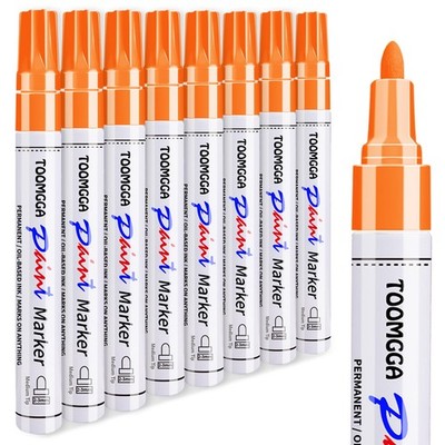 Orange Permanent Paint Pens - 8 Pack Oil Based Markers,Pens For