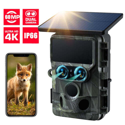 Solarny 4K UHD 30FPS 60MP Kamera do dzikich zwierząt Noktowizor Polowanie Aparat Fotopółki IMX458 Czujnik - Zdjęcie 1 z 9